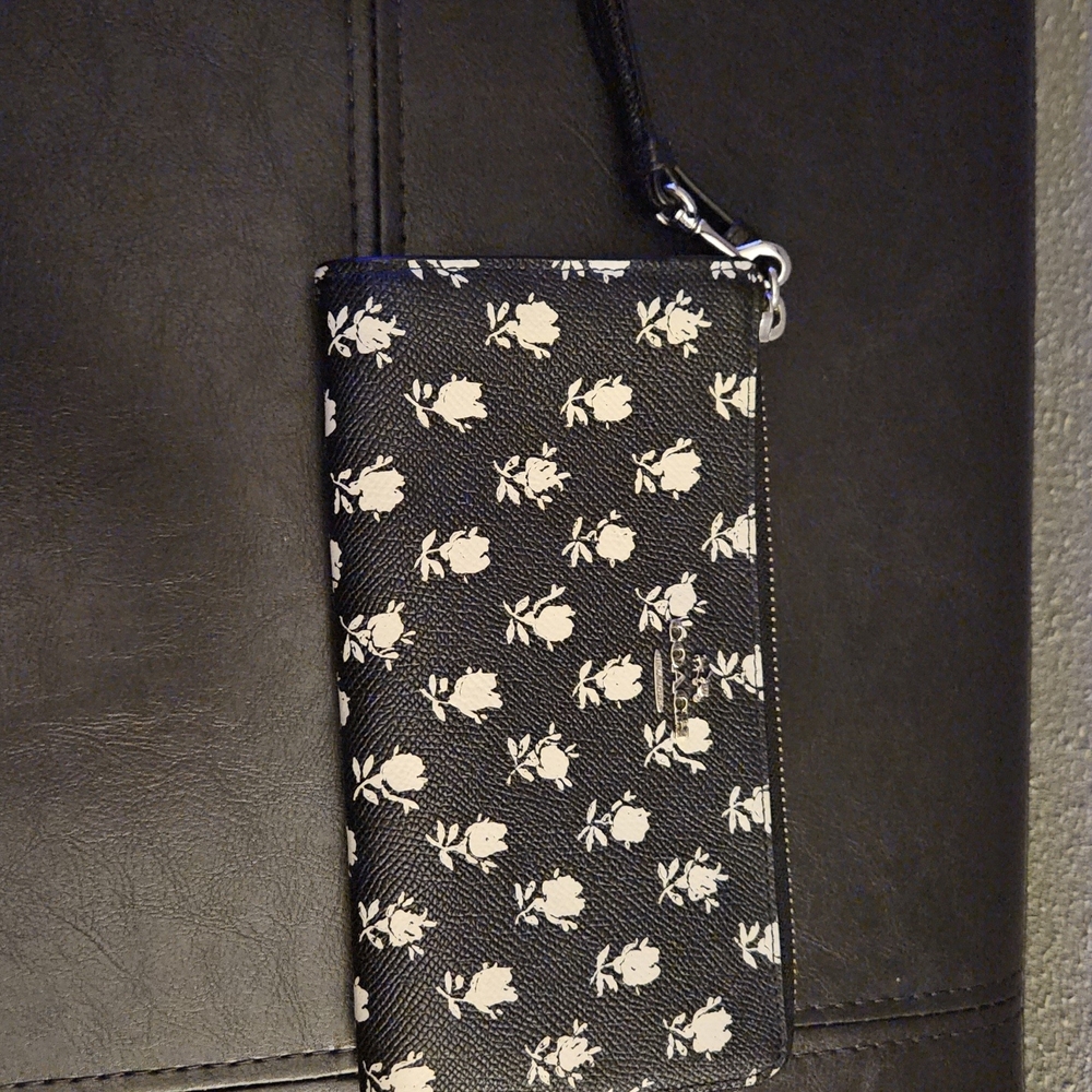 Coach Black and White Floral Wallet